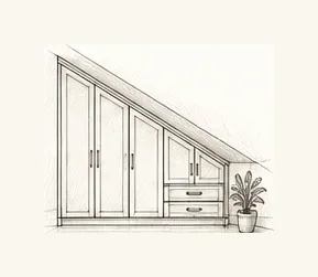 Visual guide showing fitted furniture solutions for awkward spaces