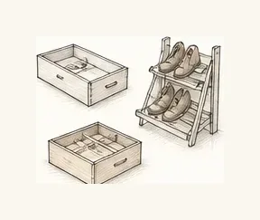 Visual guide to internal storage options inside a fitted wardrobe