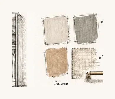 Designer sketch showing finish and material samples