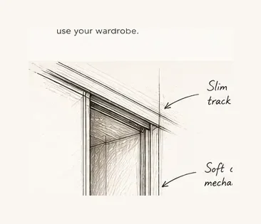 Hand-drawn sketch of a sliding wardrobe door detail