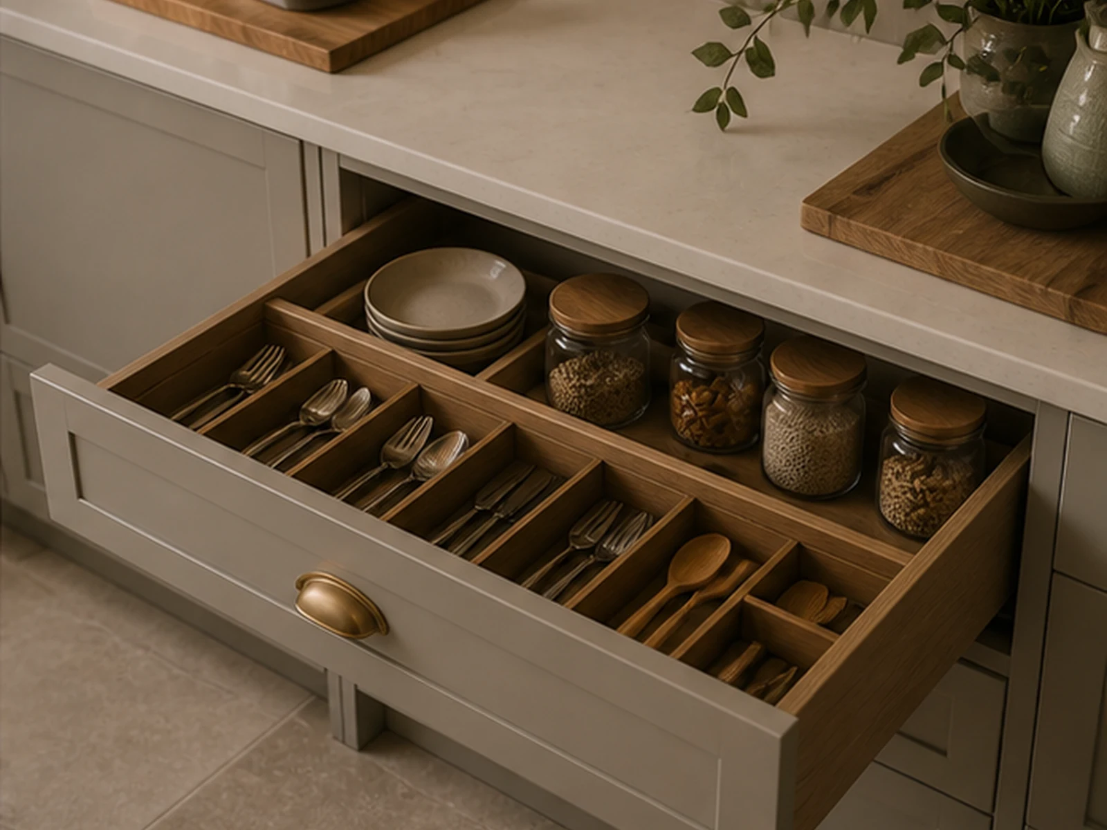 Bespoke kitchen drawer detail